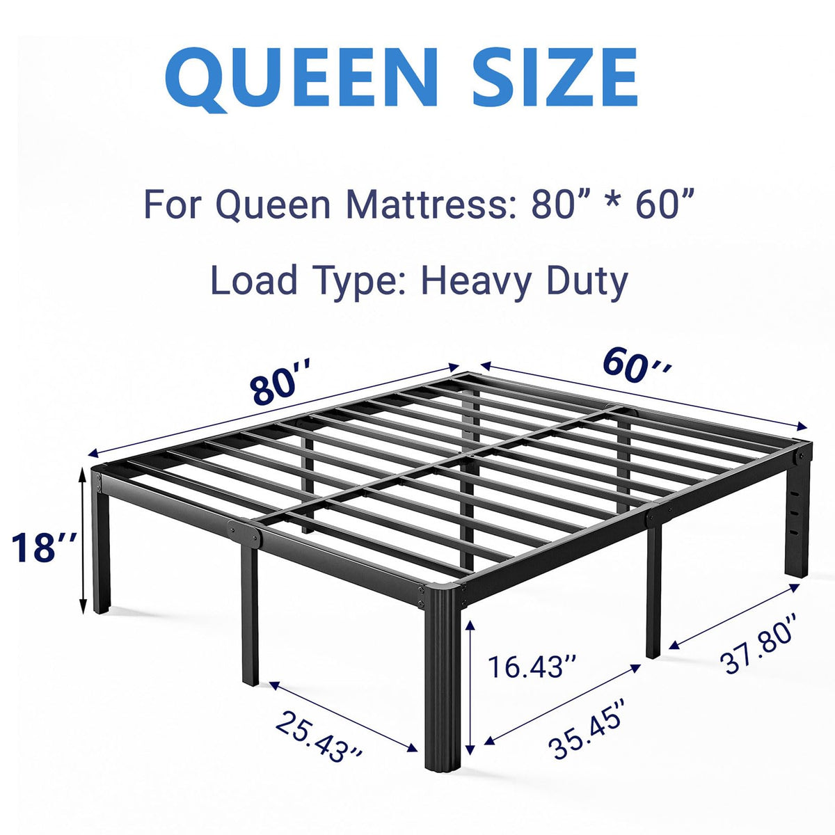 18 Inch High Platform Queen Bed Frame C238