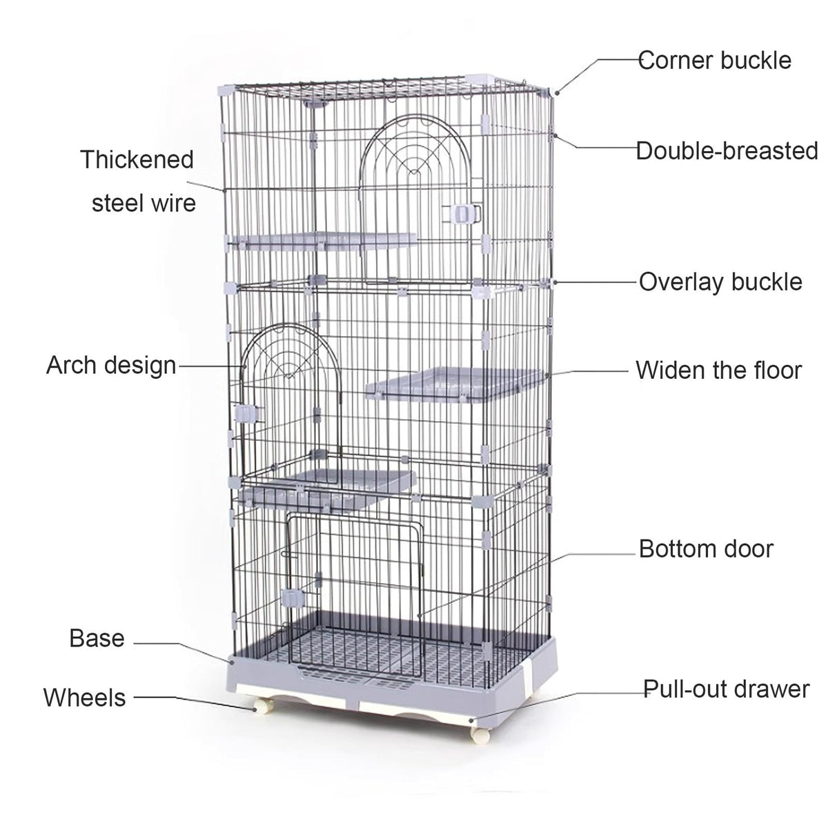 Foldable 4 Tier Large Detachable Cat Cage with Hammock K659