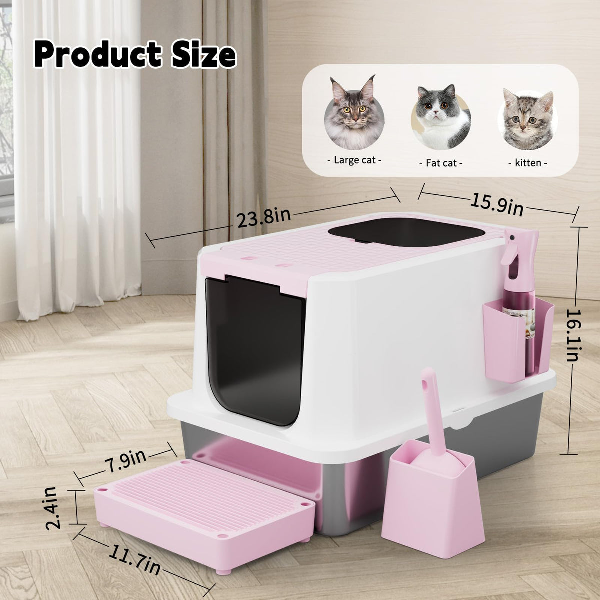 Stainless Enclosed High-Sided Covered Litter Box N627820