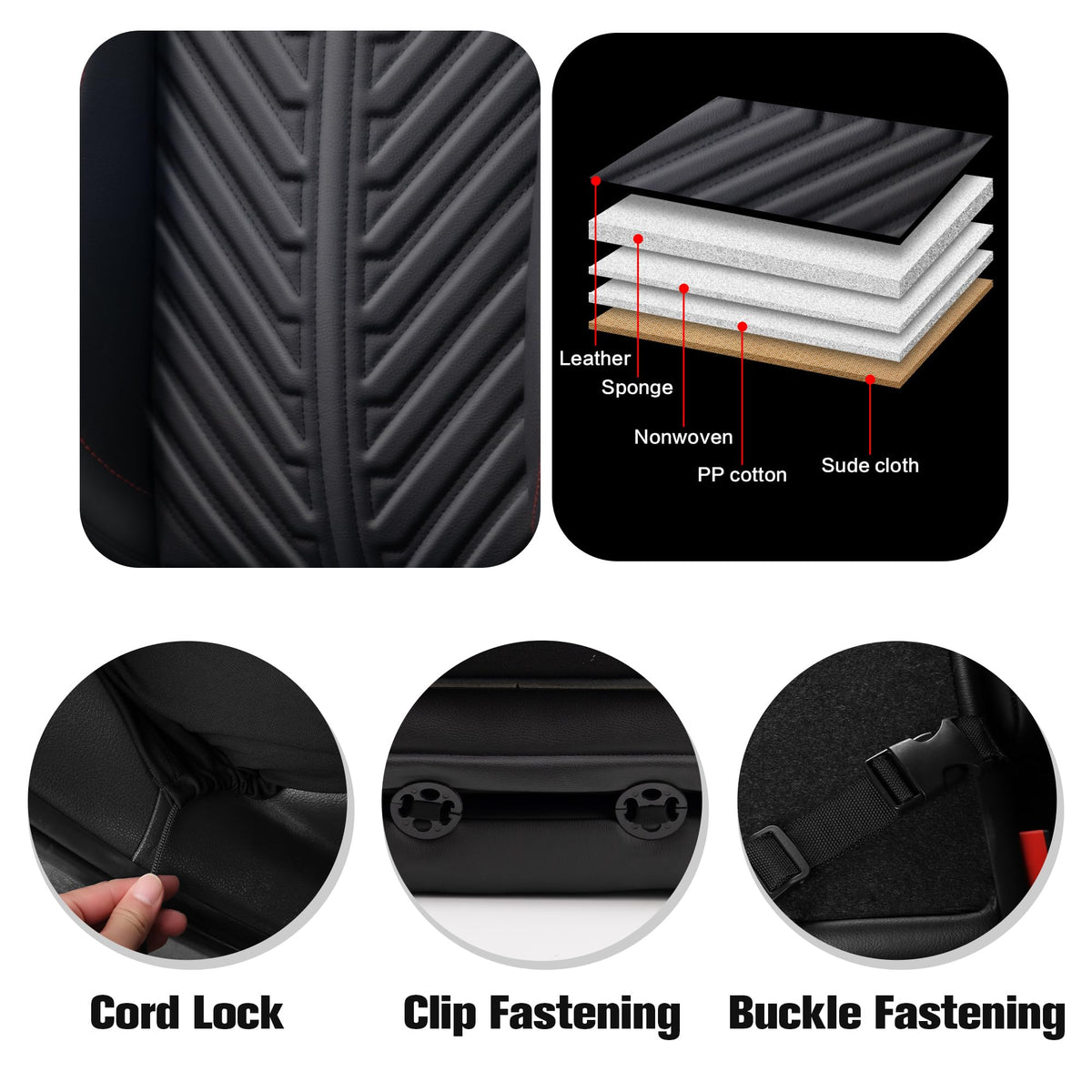PU Leather Waterproof Car Seat Covers Full Set C743