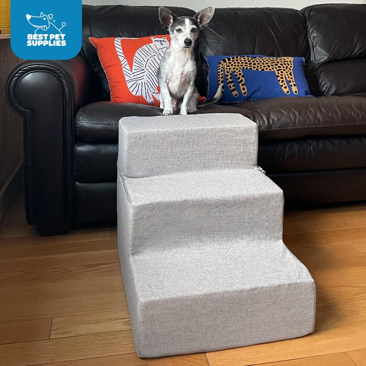 Foldable 3-Step Dog Stair and Pet Ramp J365957