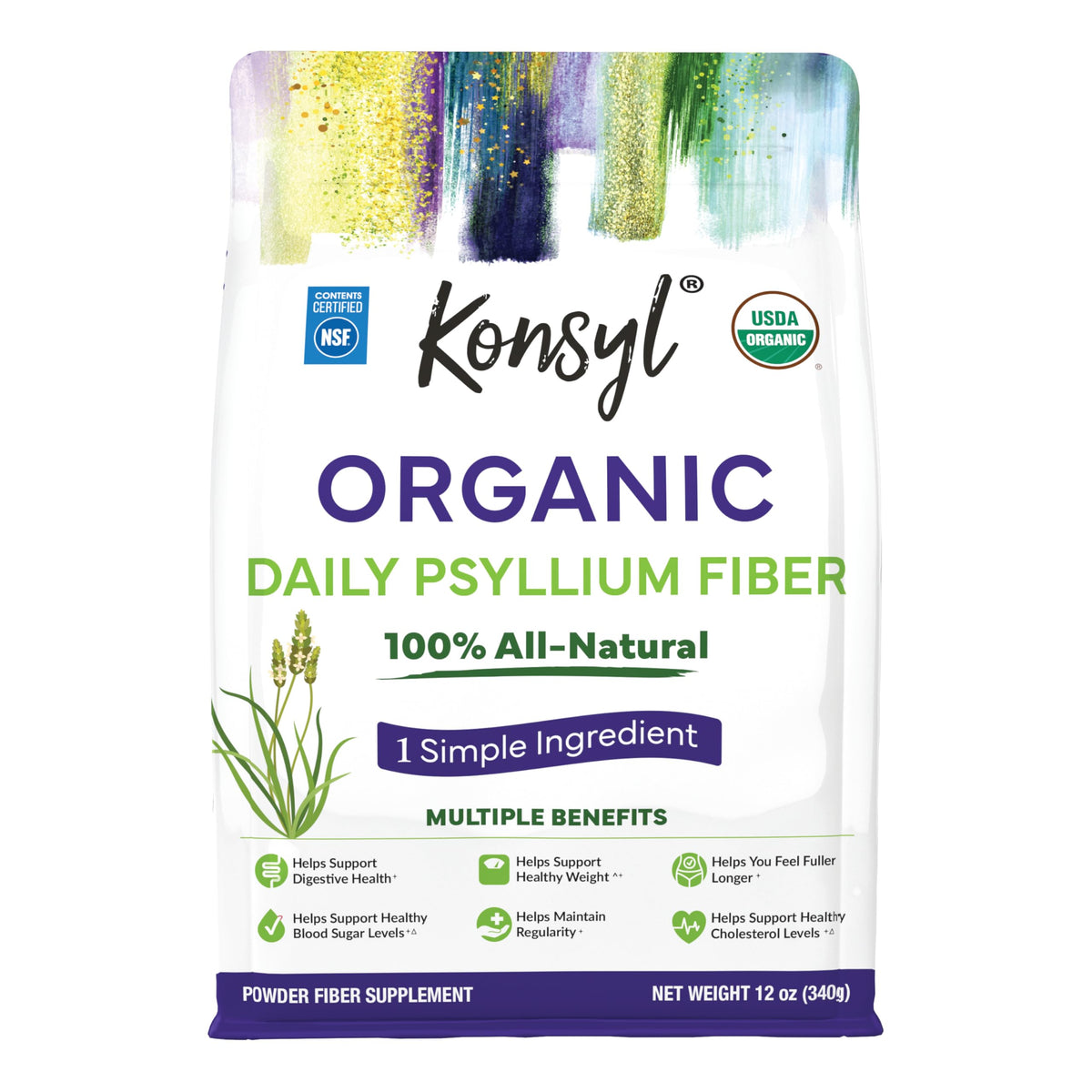 Organic Psyllium Husk Powder 12oz Unflavored Fiber Supplement G237