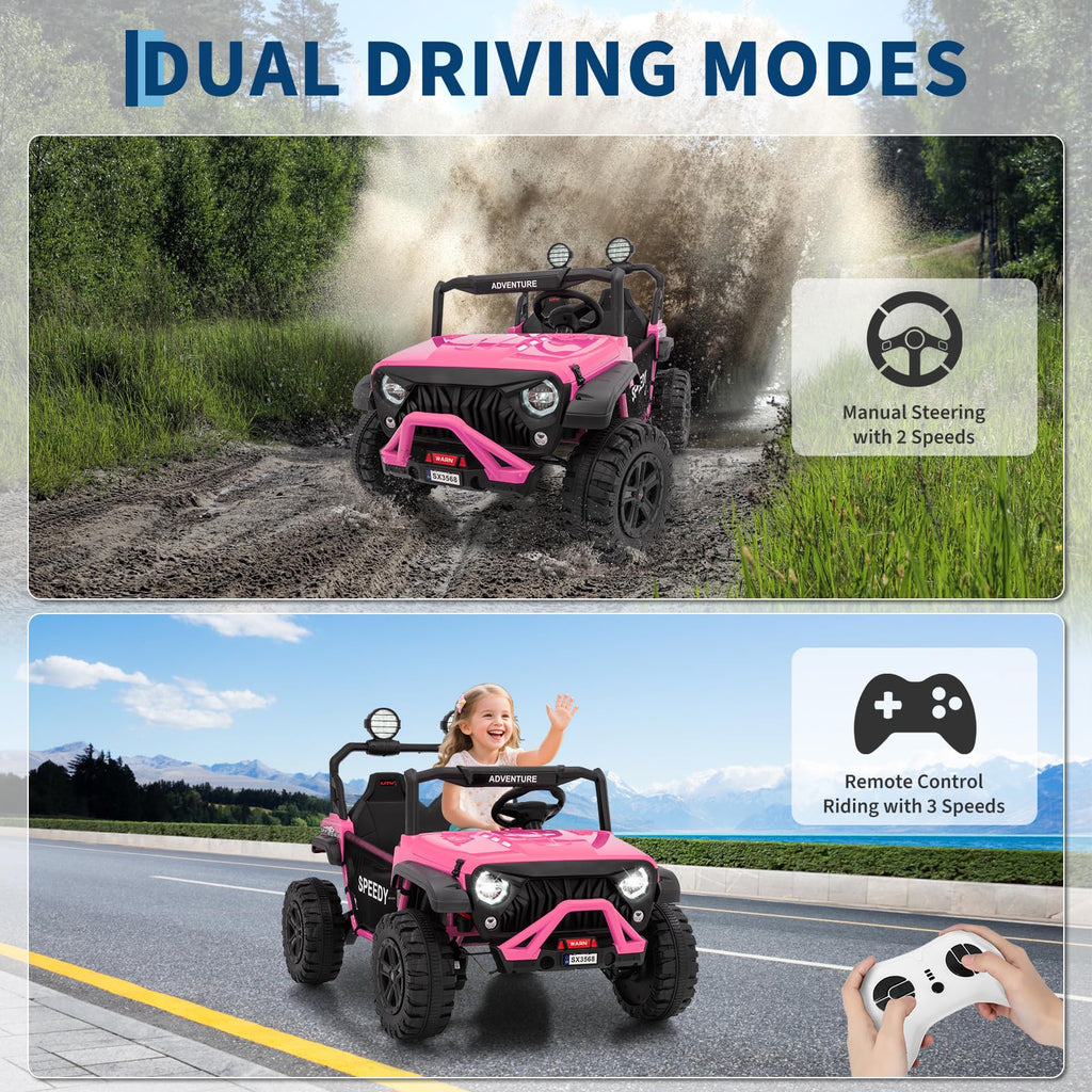 24V 4WD 2 Seater Ride on Car with Remote Control, Pink H9572