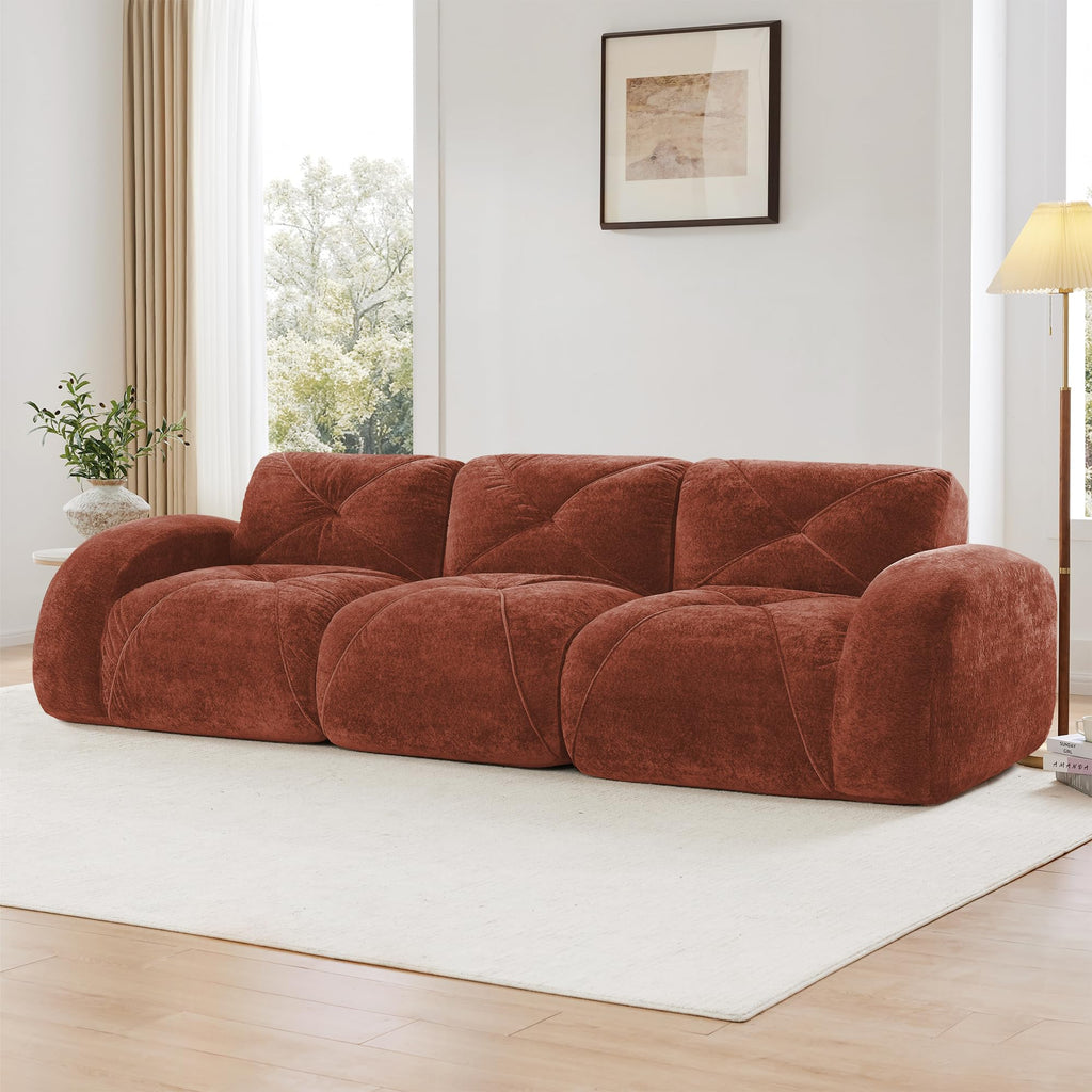 110" Orange Velvet Modular Sofa L6814