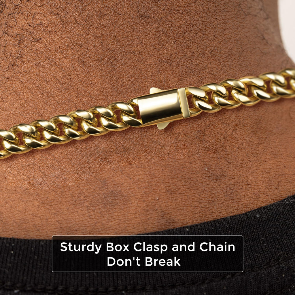 8mm Gold Cuban Link Chain 316L Stainless Steel Necklace D685210