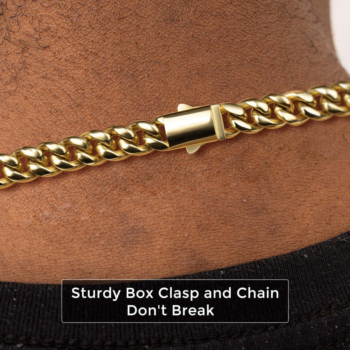 8mm Gold Cuban Link Chain 316L Stainless Steel Necklace D685210