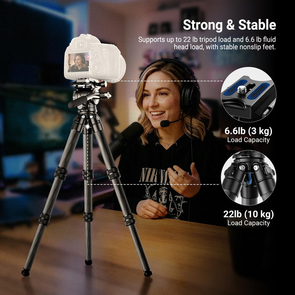 Carbon Fiber Desktop Mini Tripod with Video Fluid Head H174574