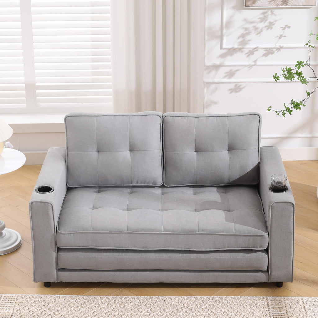 Light Gray Convertible Futon Sofa Bed S6094