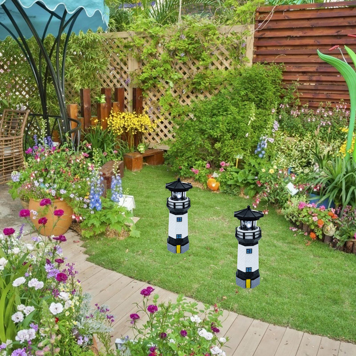 Solar Powered Lighthouse Resin LED Light B6166