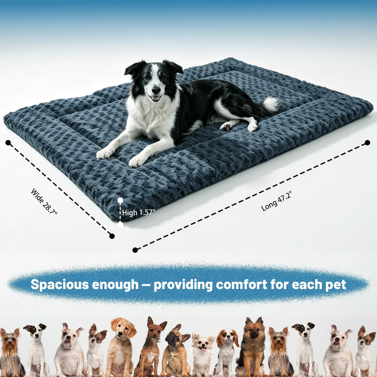 Washable Rose Velvet Dog Crate Mat X686502