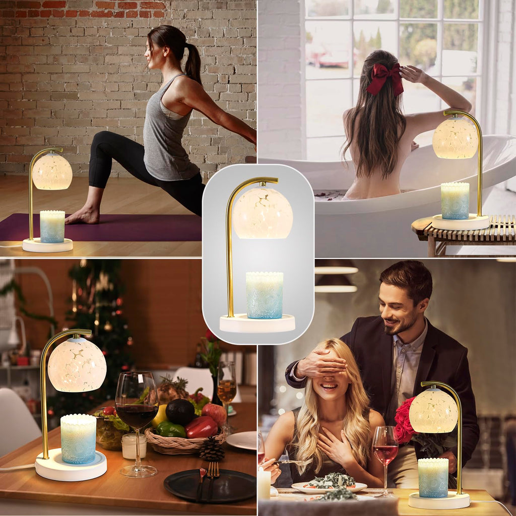 Dimmable Candle Warmer Lamp with Timer, 2 Bulbs, White O2056