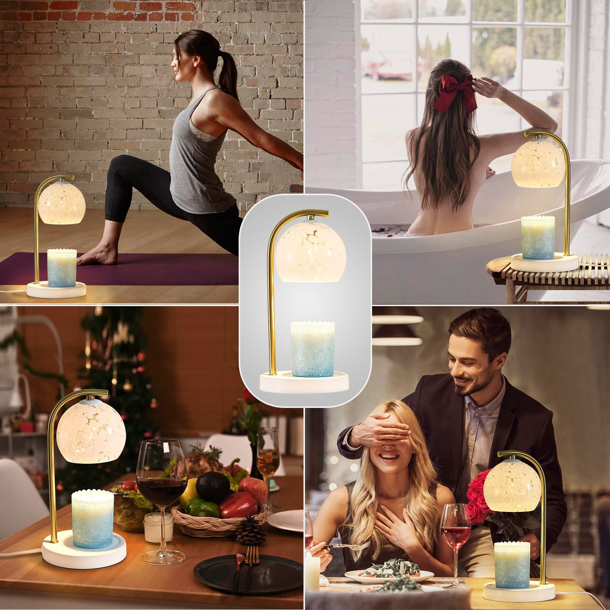 Dimmable Candle Warmer Lamp with Timer, 2 Bulbs, White O2056