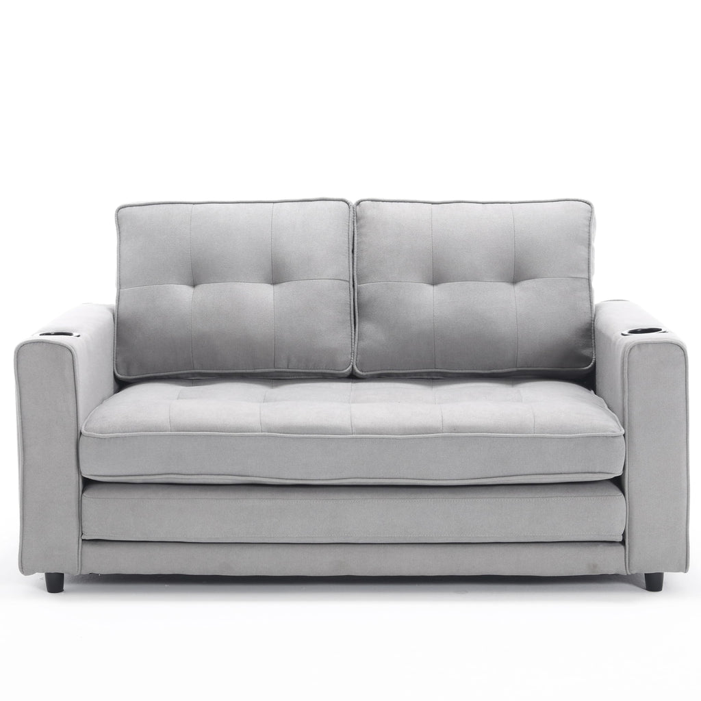 Light Gray Convertible Futon Sofa Bed S6094