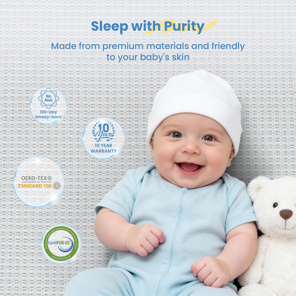 Mini Crib Mattress 38x24x4 Dual-Sided Cooling Gel Foam N25398