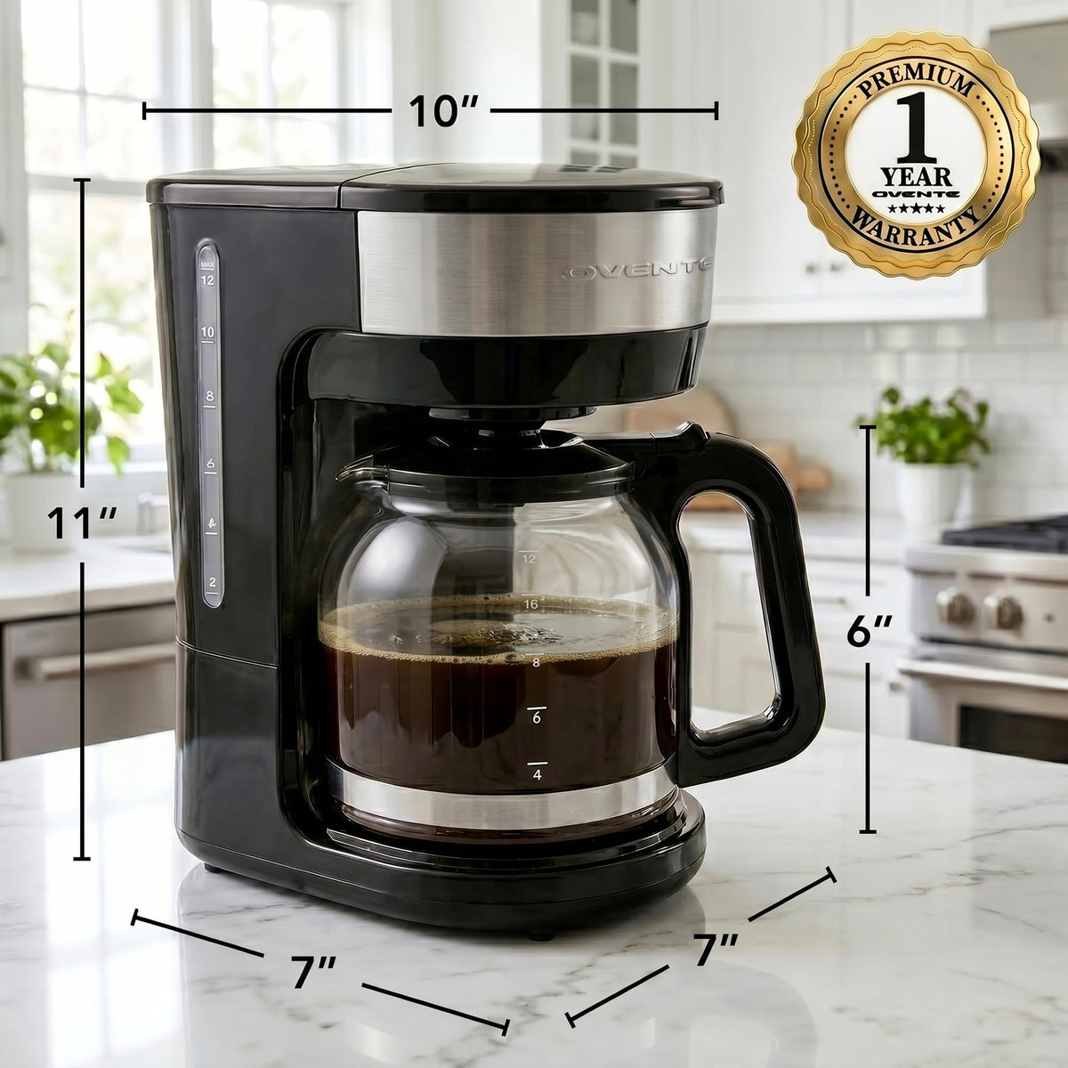 12-Cup Drip Coffee Maker with On/Off Switch, Black O428551