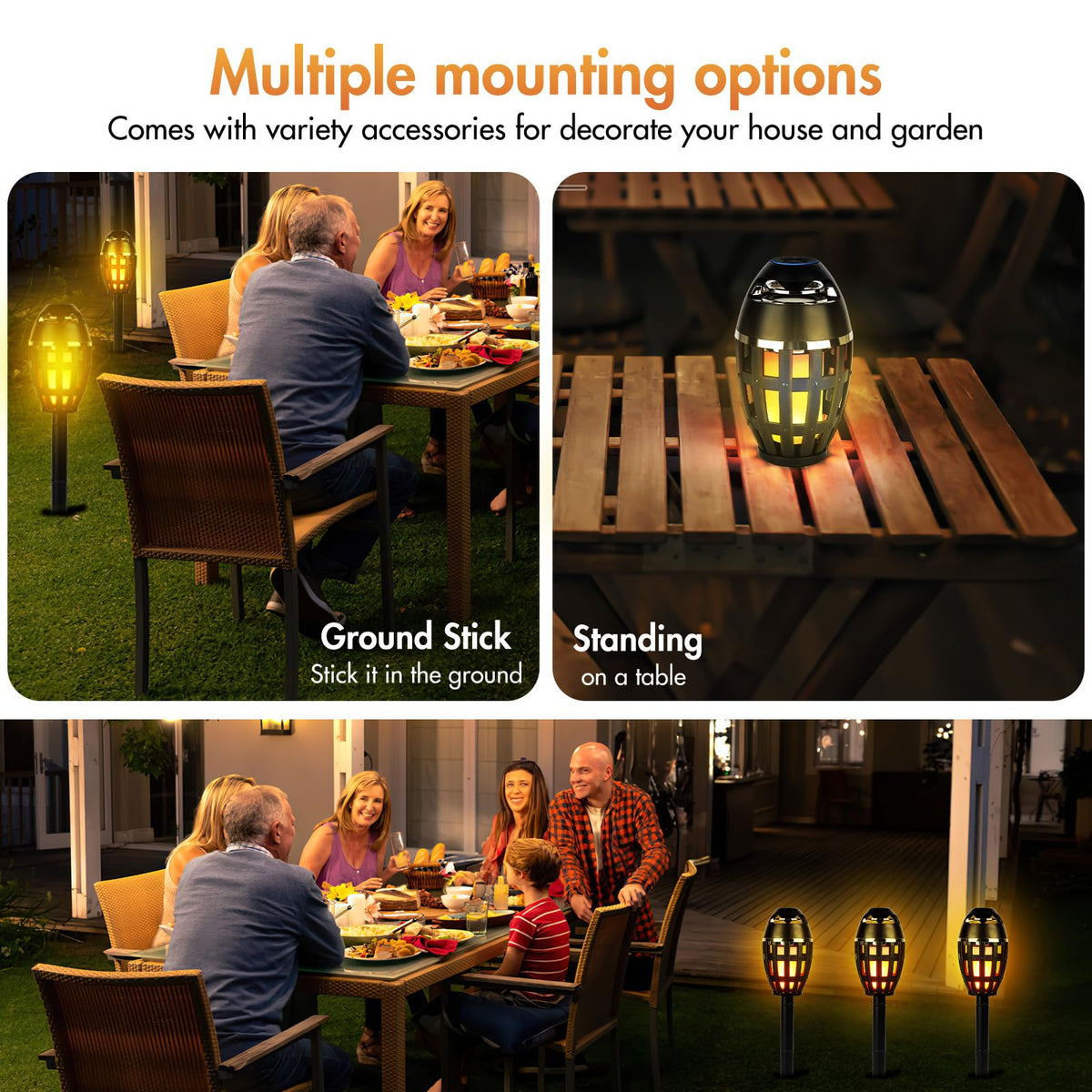 2 Pack Outdoor Bluetooth Flame Speakers with Stakes T85105