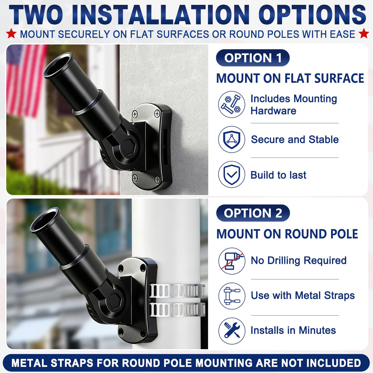 Heavy Duty Stainless Steel Flag Pole Holder U309978