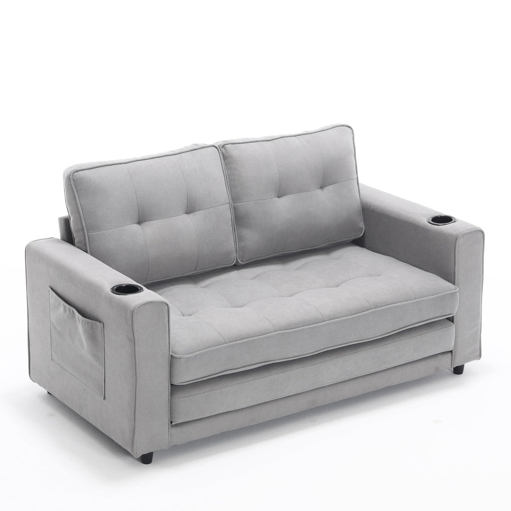 Light Gray Convertible Futon Sofa Bed S6094