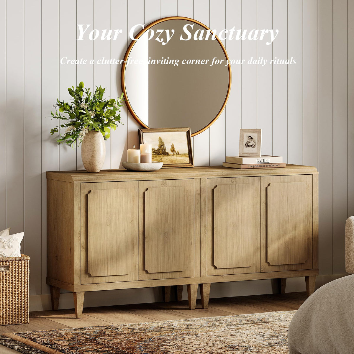 Wood TV Stand with Storage S3333