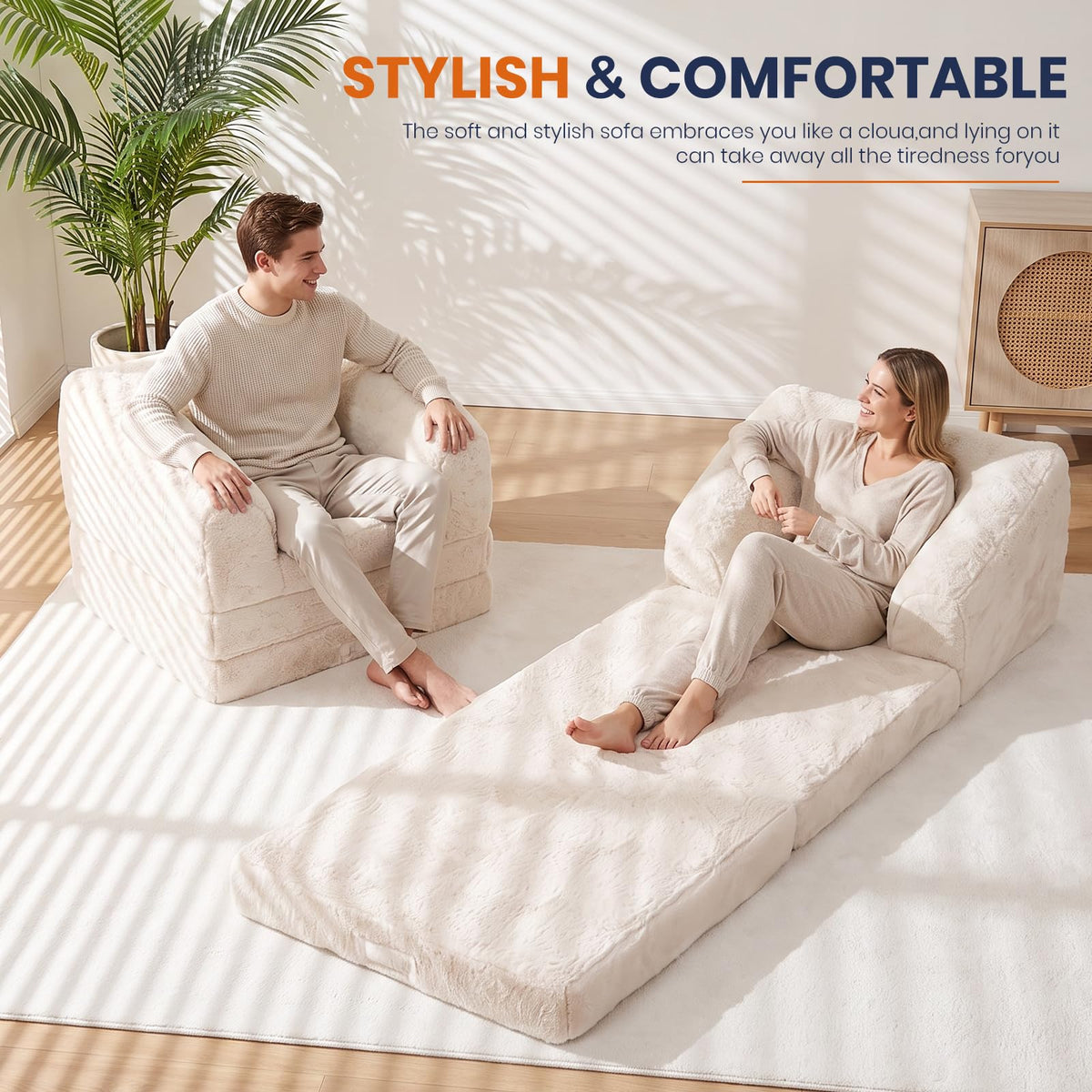 Convertible Folding Sofa Bed 2 in 1 Portable Floor Couch C96511