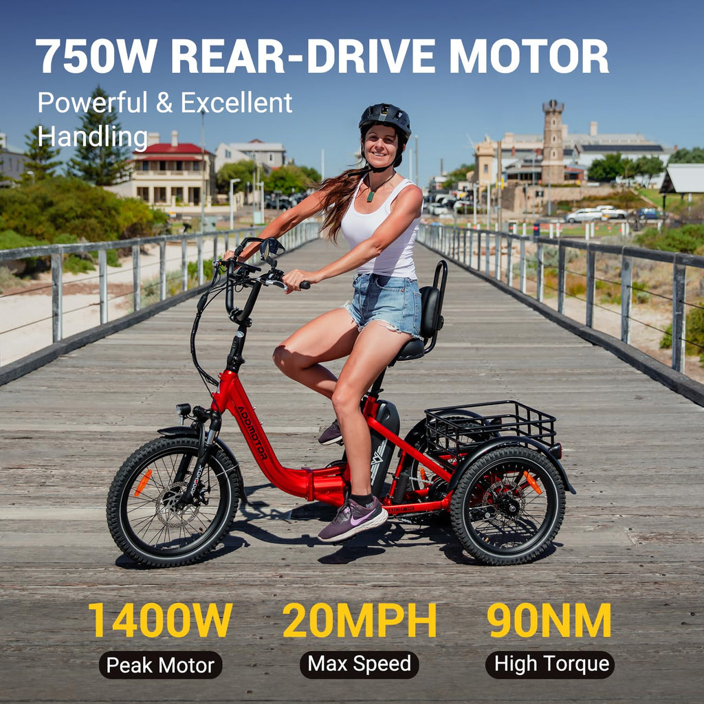 Folding Electric Tricycle 750W 48V 20Ah UL2849 W13984
