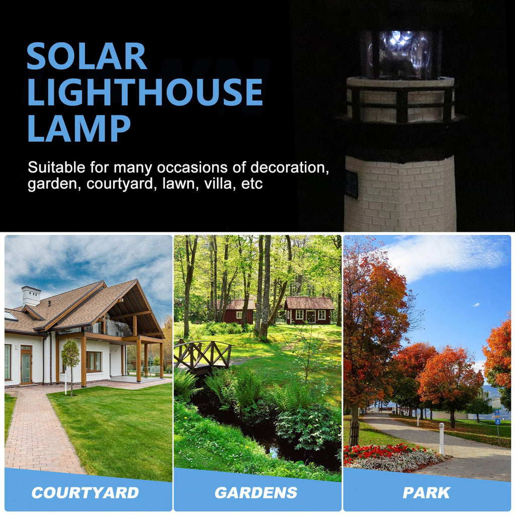 Solar Powered Lighthouse Resin LED Light B6166