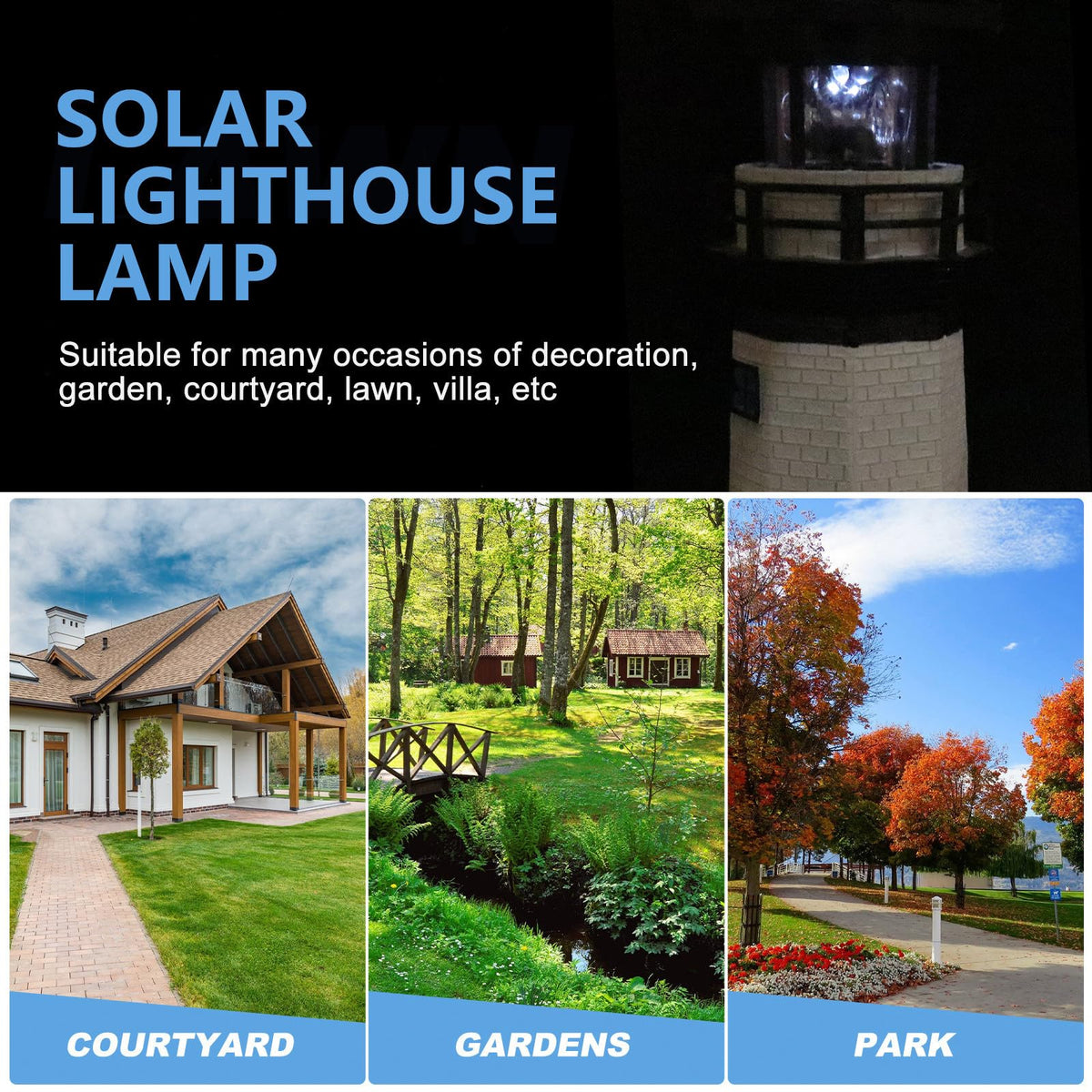 Solar Powered Lighthouse Resin LED Light B6166