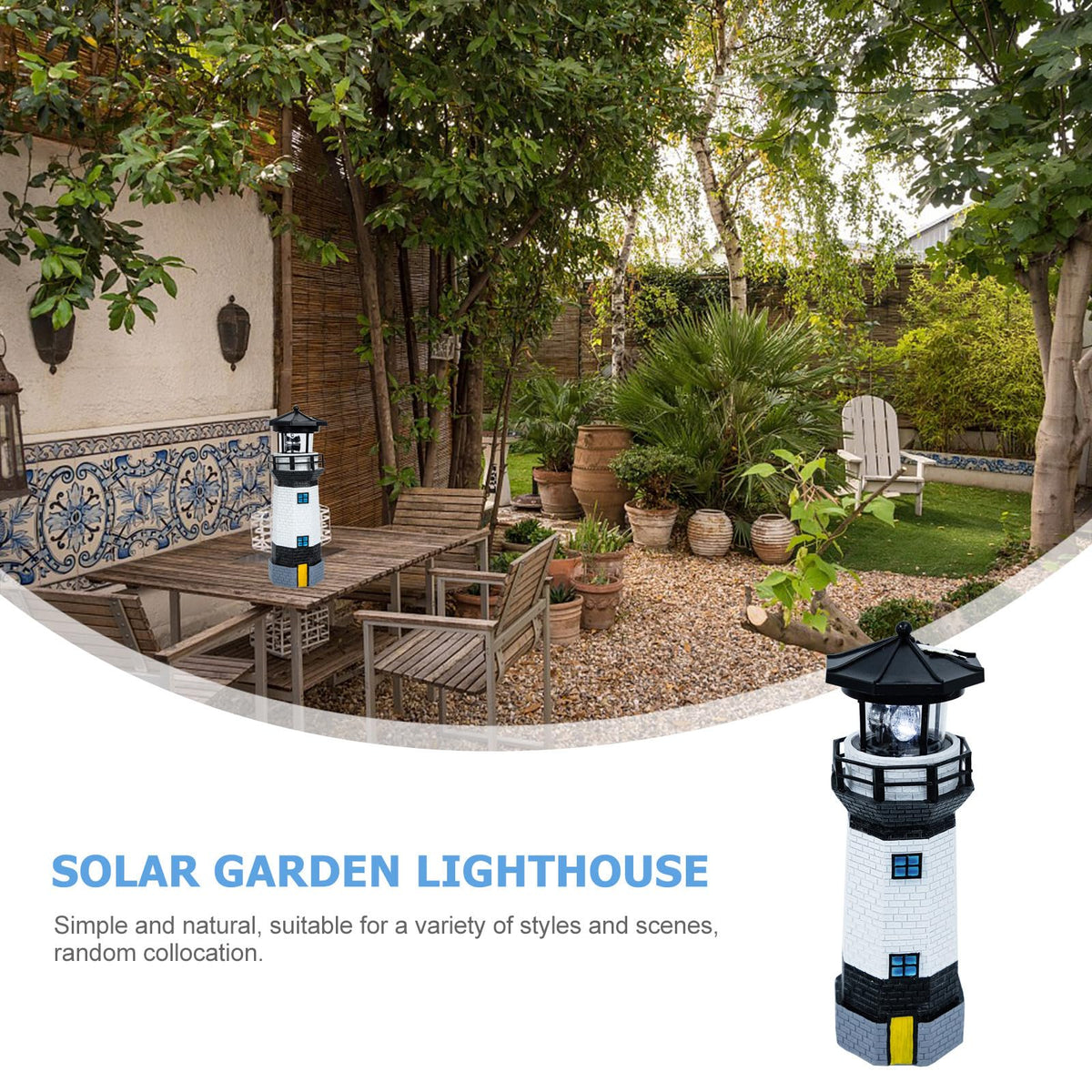 Solar Powered Lighthouse Resin LED Light B6166