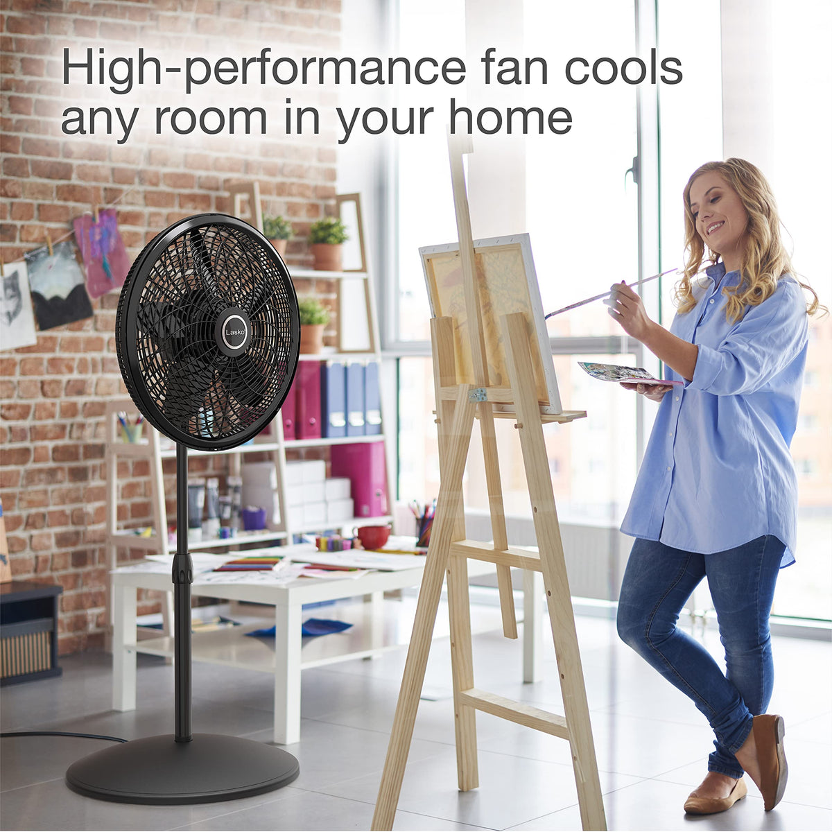 White 16 Inch and Black 18 Inch Oscillating Pedestal Stand Fans K63651