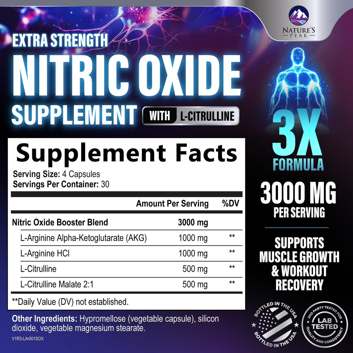 120 Capsules L-Arginine Citrulline Beta Alanine Nitric Oxide Booster N990451