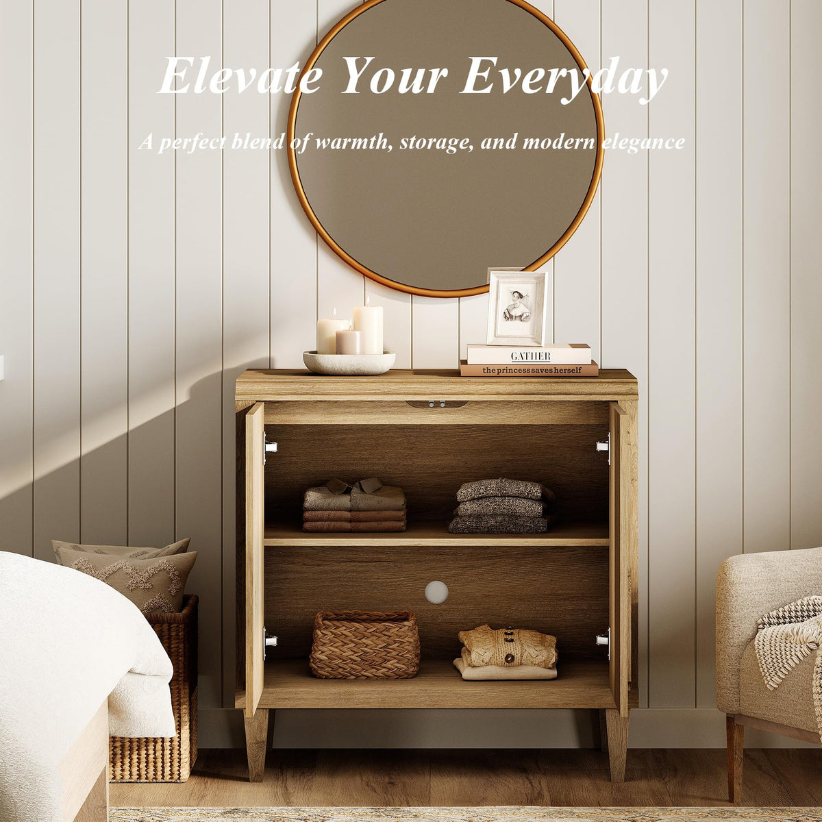 Wood TV Stand with Storage S3333