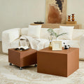 Brown Rolling Leather Coffee Table Set of 2 N2555