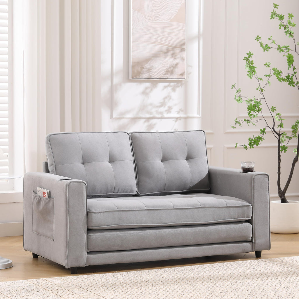 Light Gray Convertible Futon Sofa Bed S6094