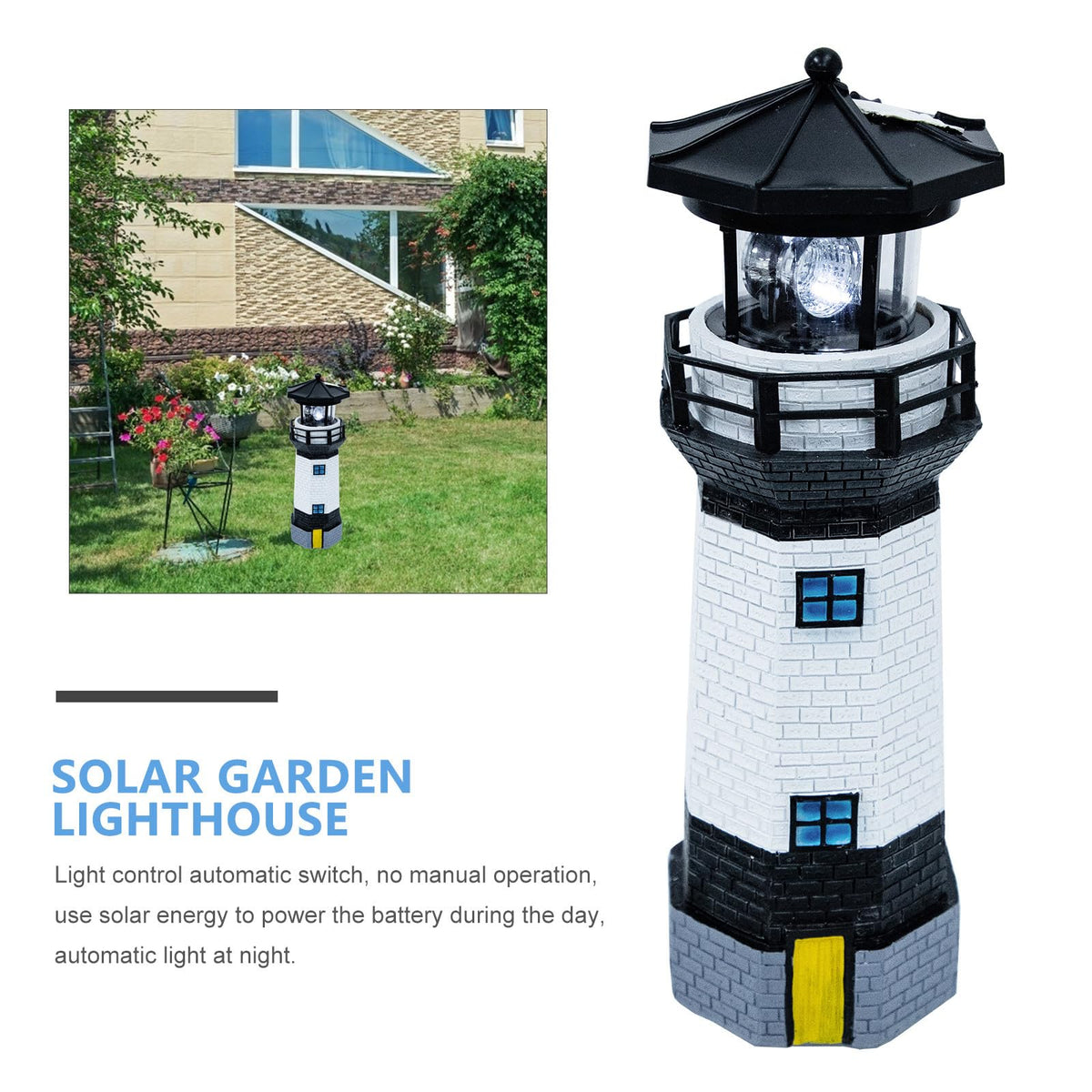 Solar Powered Lighthouse Resin LED Light B6166
