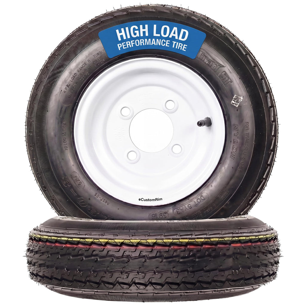 2-Pack Trailer Tire Rim Assembly 4.80-8 4 Lug White I685703
