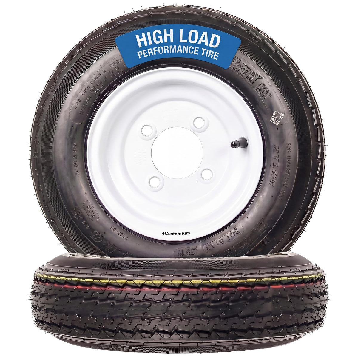 2-Pack Trailer Tire Rim Assembly 4.80-8 4 Lug White I685703
