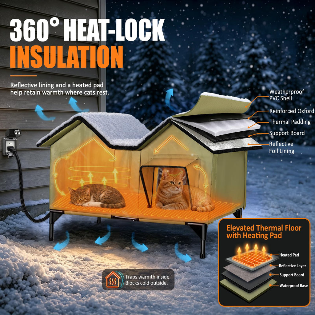 Weatherproof Outdoor Heated Cat House Z6860