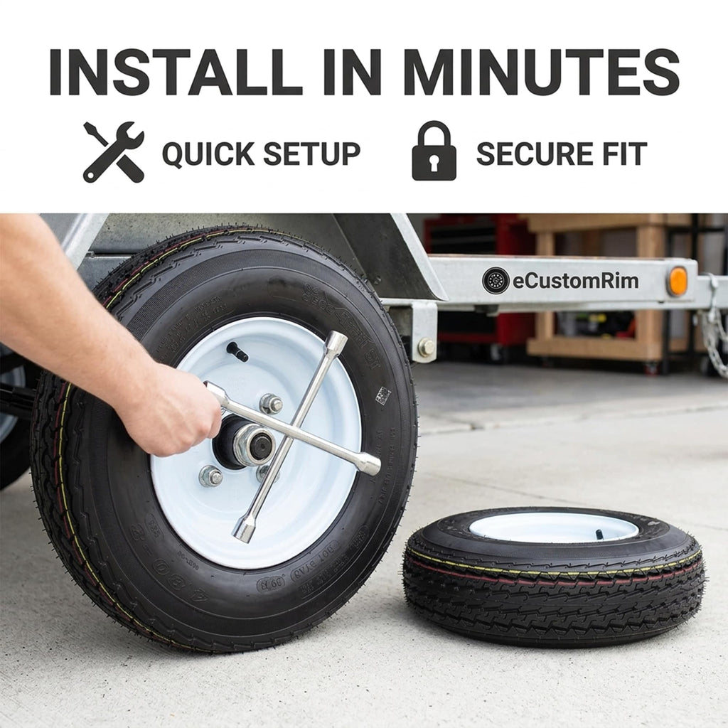 2-Pack Trailer Tire Rim Assembly 4.80-8 4 Lug White I685703