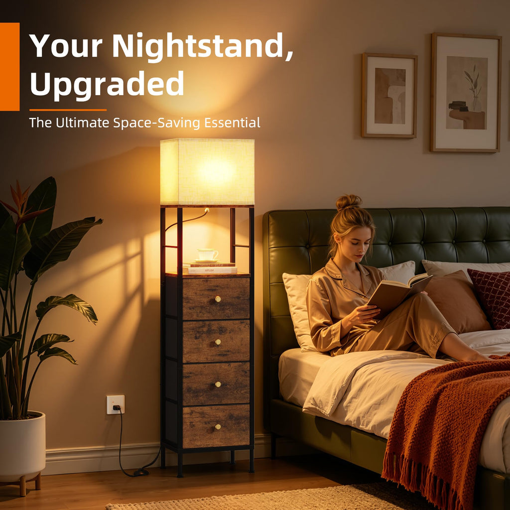 Tall Nightstand with Light & 4 Drawers L7059