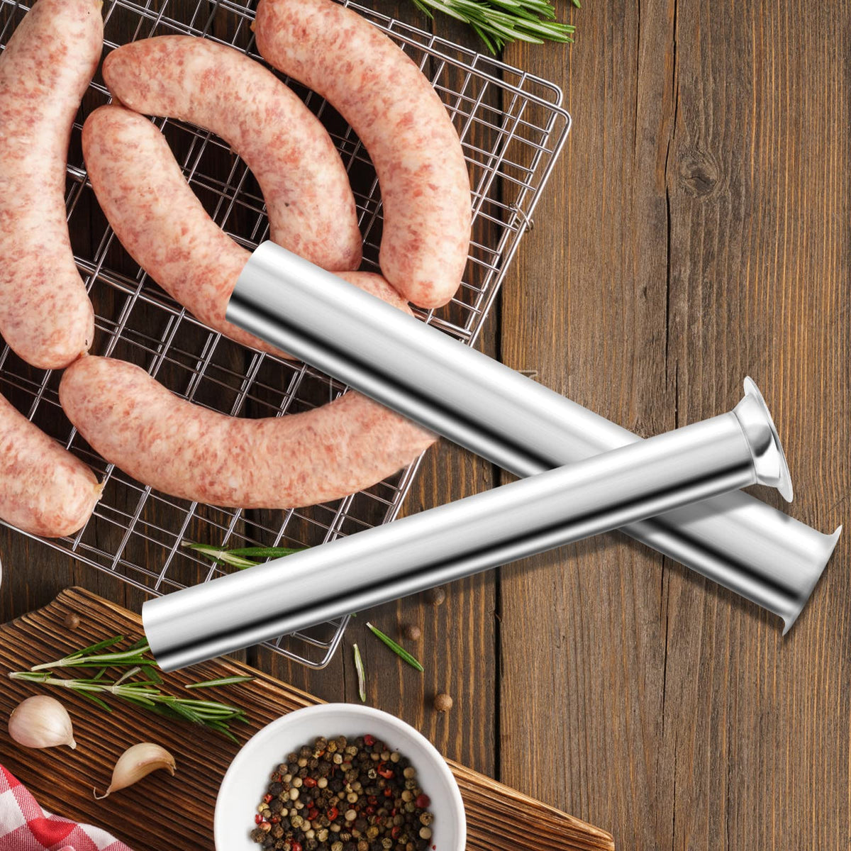 Stainless Steel Sausage Stuffer with 4 Nozzles V981478