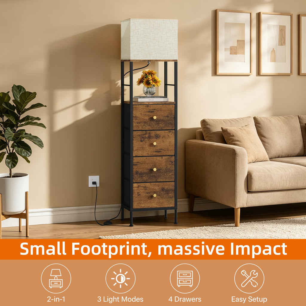 Tall Nightstand with Light & 4 Drawers L7059