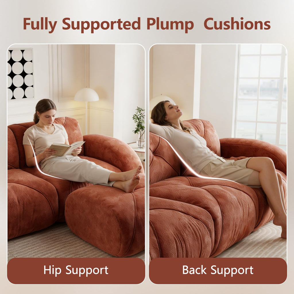 110" Orange Velvet Modular Sofa L6814