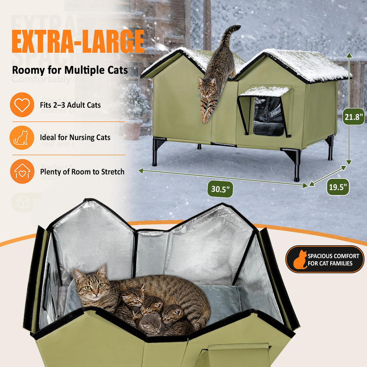 Weatherproof Outdoor Heated Cat House Z6860