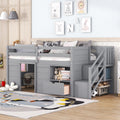 Twin Size Wood Loft Bed with Storage A53096