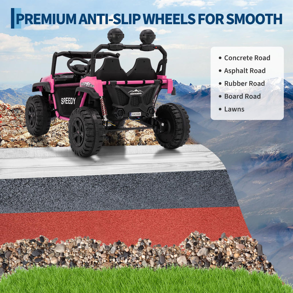 24V 4WD 2 Seater Ride on Car with Remote Control, Pink H9572