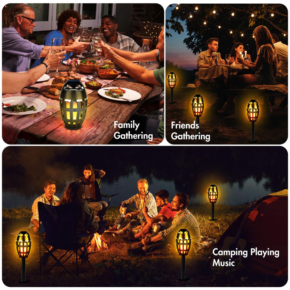 2 Pack Outdoor Bluetooth Flame Speakers with Stakes T85105