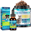 Natural Flea & Tick Prevention Bundle for Cats & Dogs, 200 Chews + Herbal Drops W7419