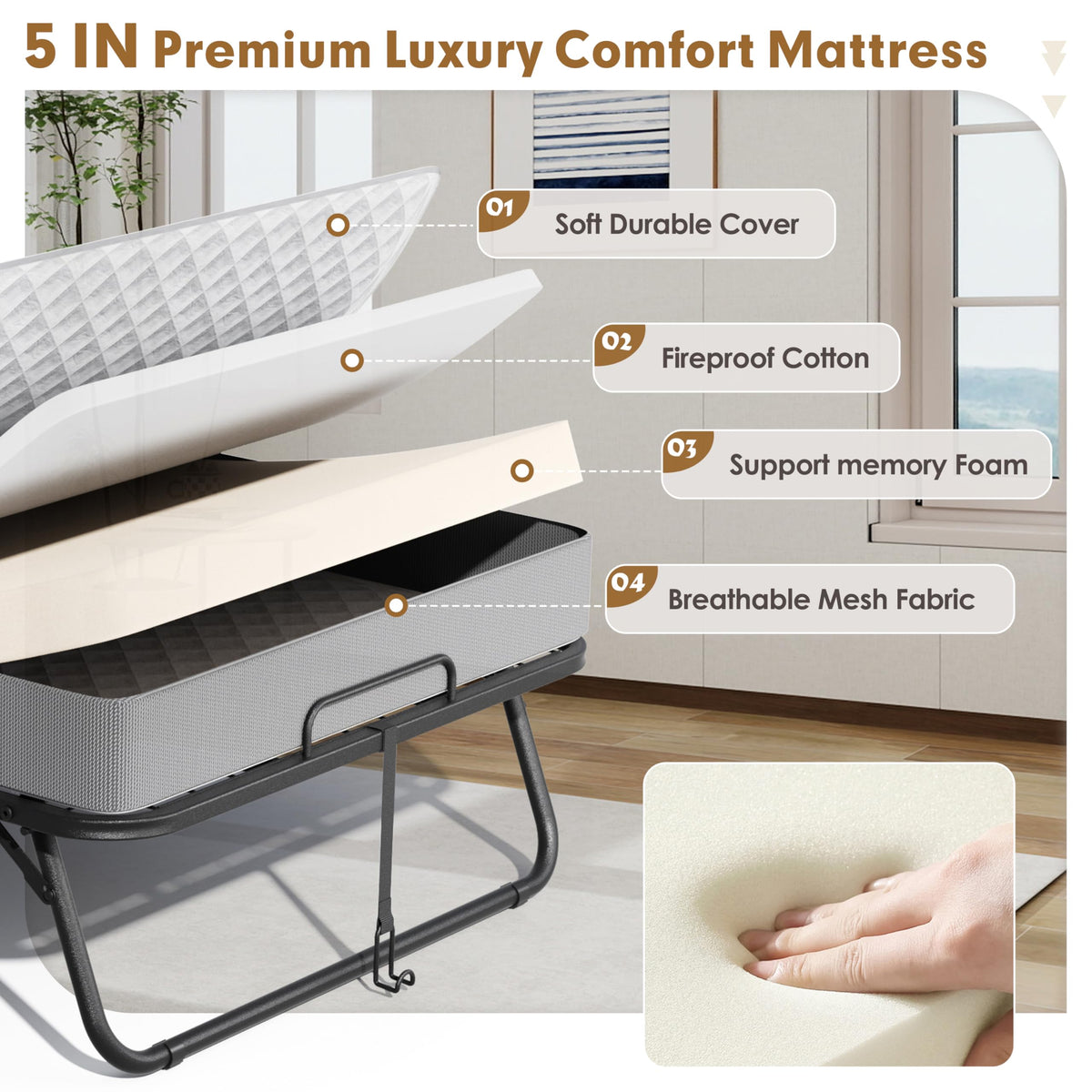 Folding Bed with 5” Mattress R321688