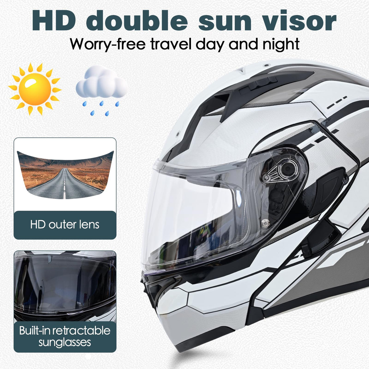 DOT Approved Flip Up Full Face Modular Motorcycle Helmet with Dual Visor M951