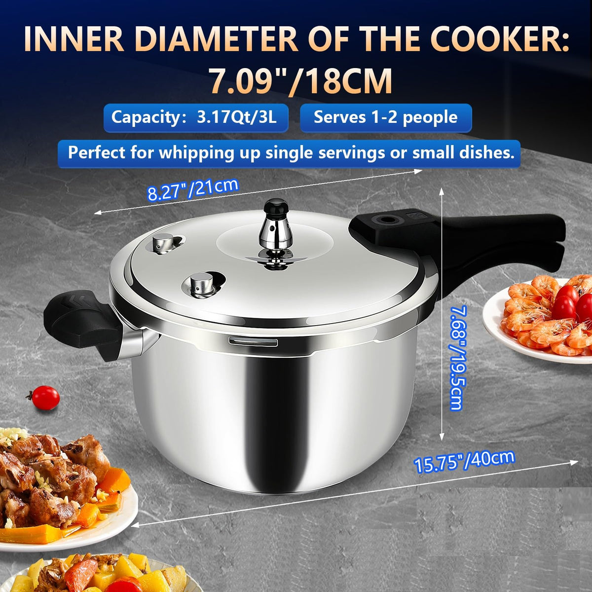 Stainless Steel 3 Quart Pressure Cooker X8220